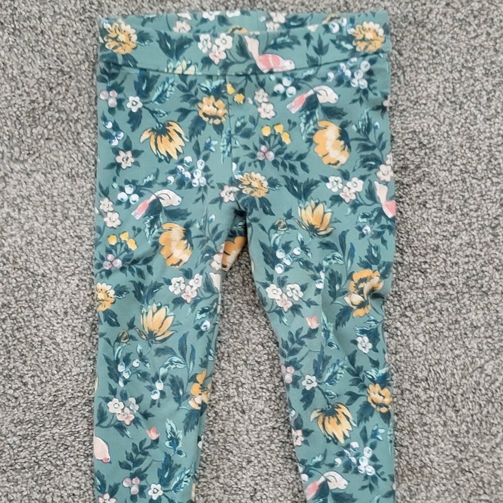 Janie & Jack Green Flowered Leggings  3T